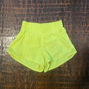 Lululemon size 2 2.5” Neon Yellow Hotty Hot HR Shorts